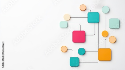 Customer experience interaction data concept. Abstract geometric shapes with connecting lines on a light background.