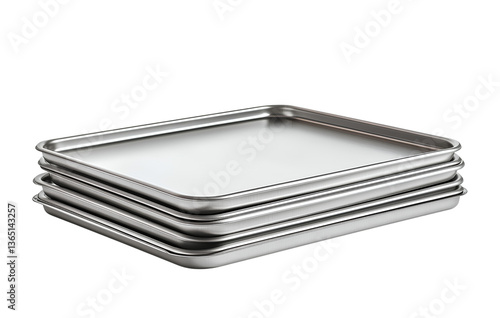Wallpaper Mural A stack of stainless steel baking sheets, isolated on a transparent background Torontodigital.ca