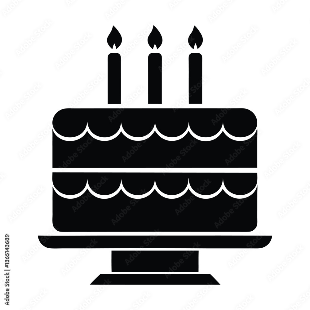 Birthday cake vector silhouette, birthday cake icon Birthday cake vector silhouette, birthday cake icon