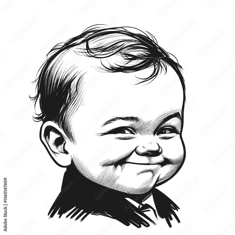 Bright Eyes, Brilliant Mind smart baby boy cool black and white line art drawing ink sketch vector hand drawn illustration background Bright Eyes, Brilliant Mind smart baby boy cool black and white line art drawing ink sketch vector hand drawn illustration background