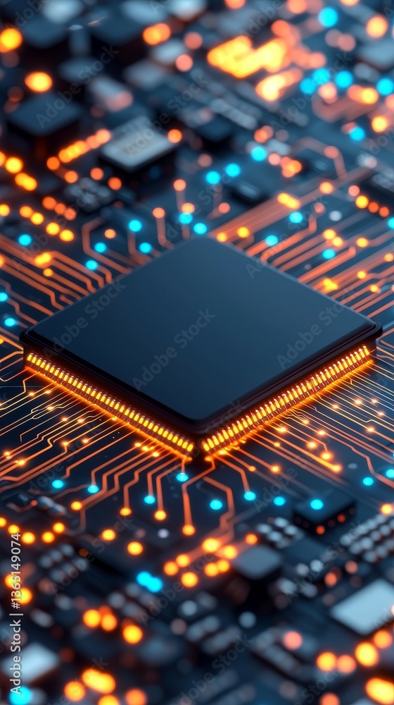 Obraz premium High Tech Microchip Processor Innovation Technology Lab Digital Image Circuit Environment Close-Up View Future Concept