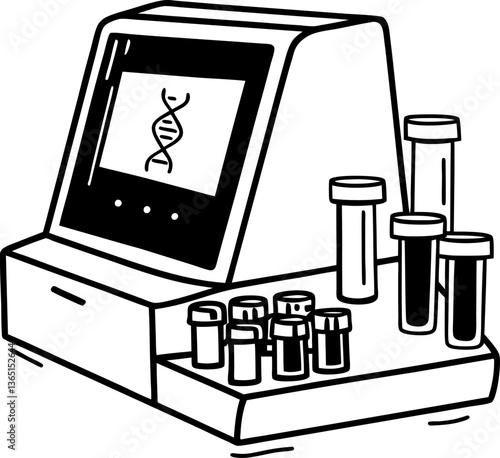 Laboratory dna sequencer machine with test tubes for genetic analysis and research