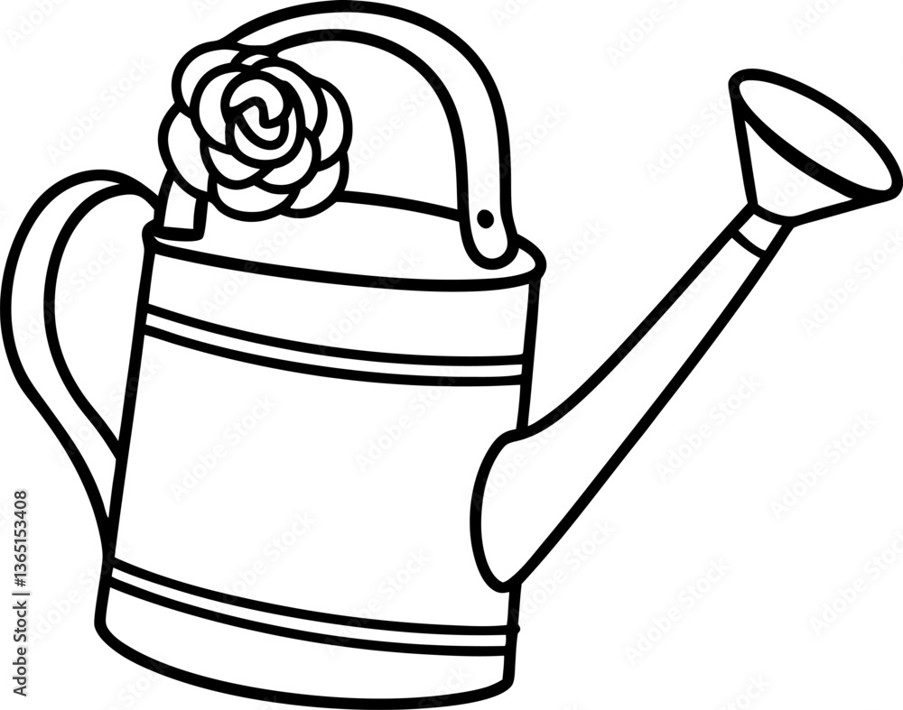 Decorative watering can with flower design gardening tool, plant care, irrigation focus Decorative watering can with flower design gardening tool, plant care, irrigation focus