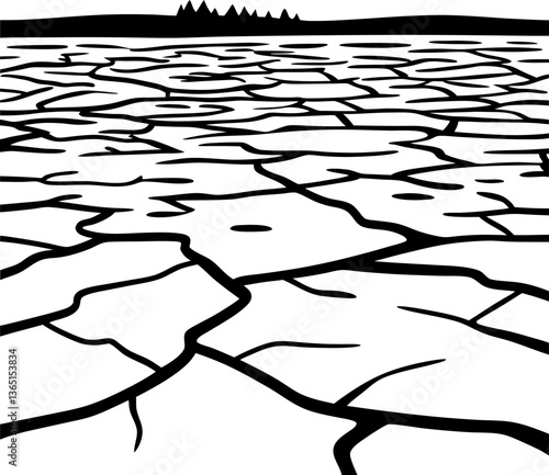 cracked earth surface drought and water scarcity, climate change impact on arid land