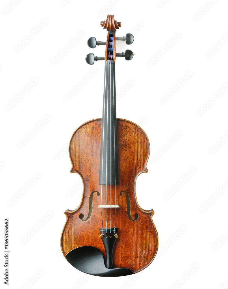 Obraz premium Antique violin on black background highlighting vintage craftsmanship, cut out