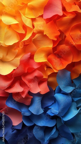 Vibrant gradient of colorful petals, creating a stunning textural effect
