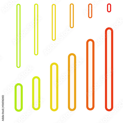 Colorful gradient bars growing taller, symbolizing increasing performance, achievement, or progress over time