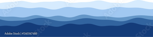 Abstract blue wave pattern in gradient shades creating a soothing oceanic landscape.