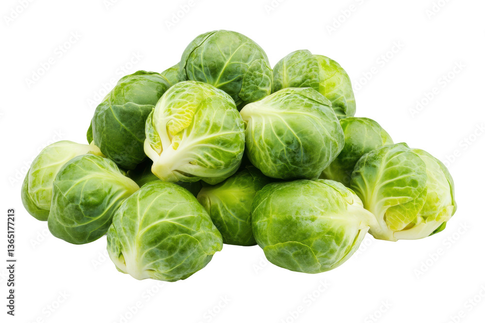 Fresh green brussels sprouts pile on black background, cut out Fresh green brussels sprouts pile on black background, cut out
