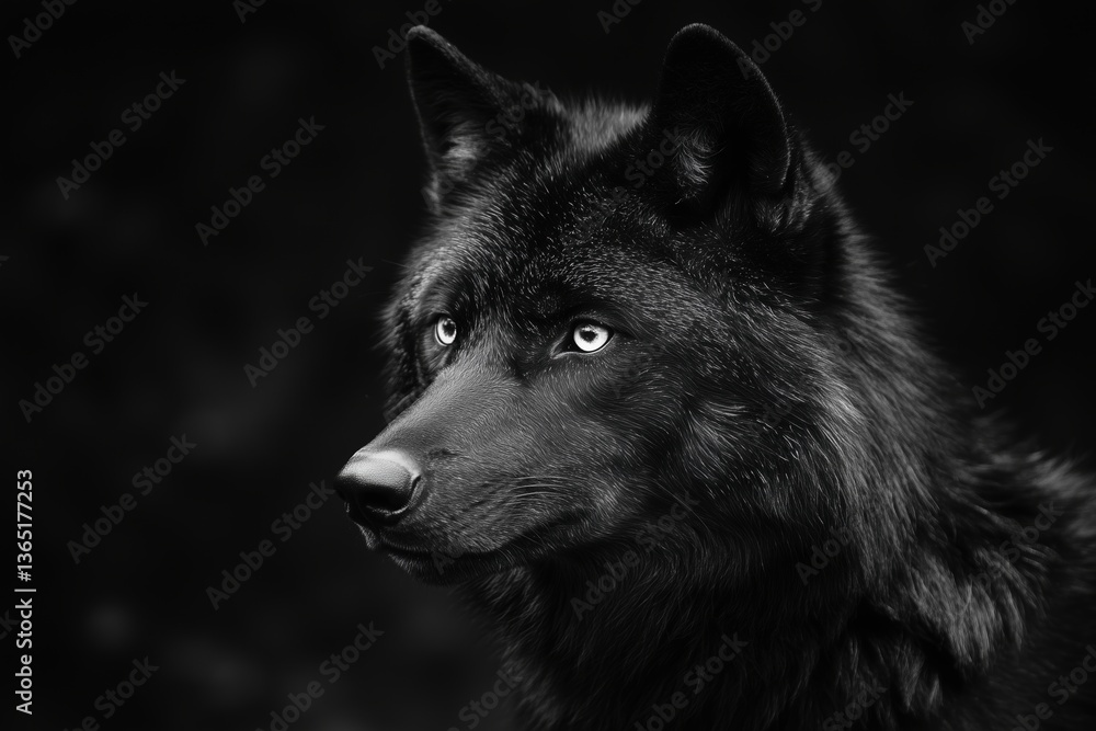 Obraz premium a black wolf on a black background