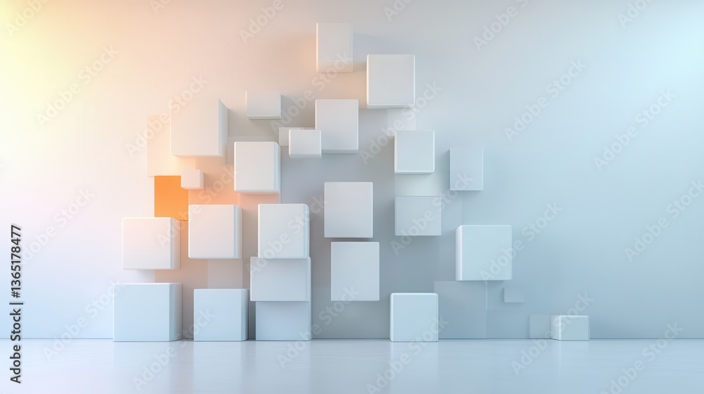 A collection of abstract white geometric blocks arranged artistically against a soft gradient background, embodying modern minimalism and contemporary design aesthetics. A collection of abstract white geometric blocks arranged artistically against a soft gradient background, embodying modern minimalism and contemporary design aesthetics.