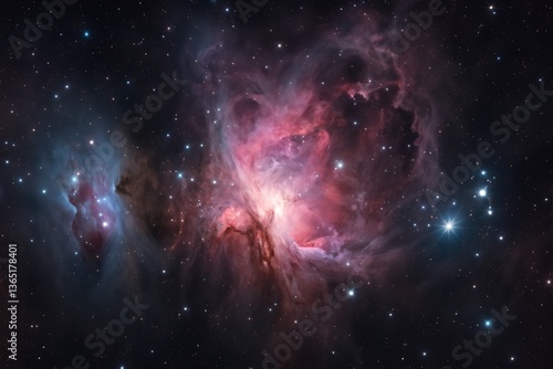 Bright nebula cloud with glowing core and stars