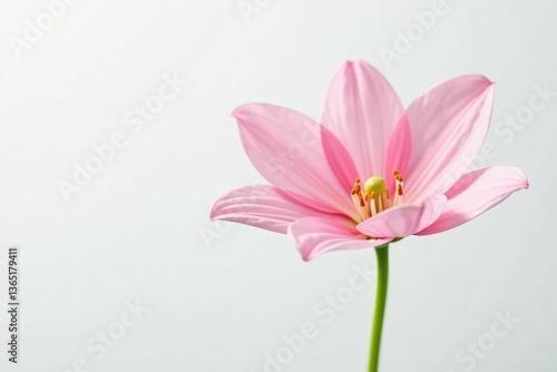 Delicate petals unfurl on a crisp white background, spring, simplicity, solo
