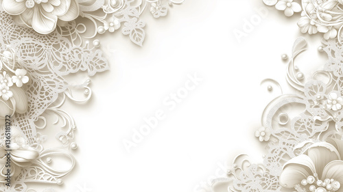 Corner border for a wedding invitation featuring intricate floral lace patterns