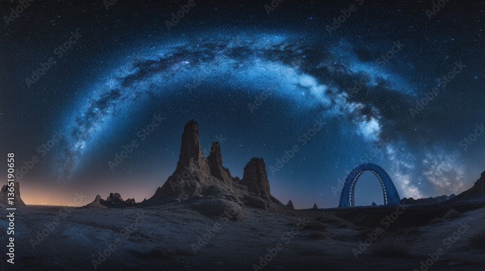 Fototapeta premium Milky Way Arch over Desert Landscape