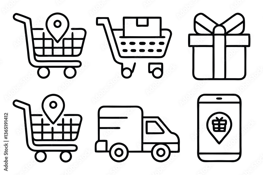 click and collect online shopping editable stroke click and collect online shopping editable stroke