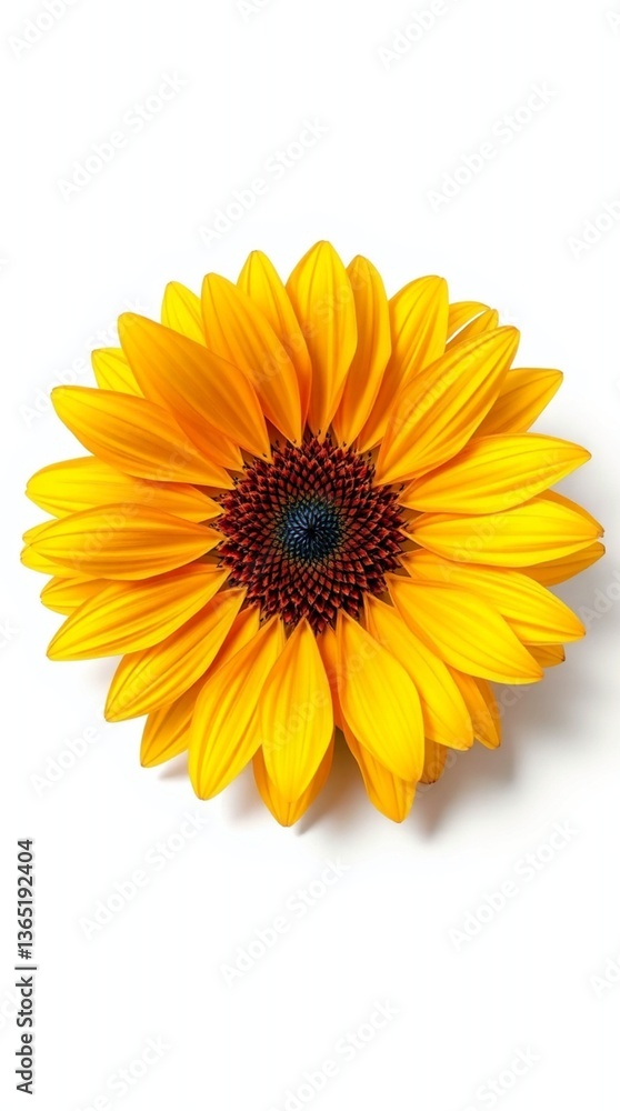 Obraz premium exquisite fall yellow sunflower with delicate, intricately ruffled petals and a vibrant, soft brown color that gradates to a deeper hue towards the center, a surreal, ethereal atmosphere. 
