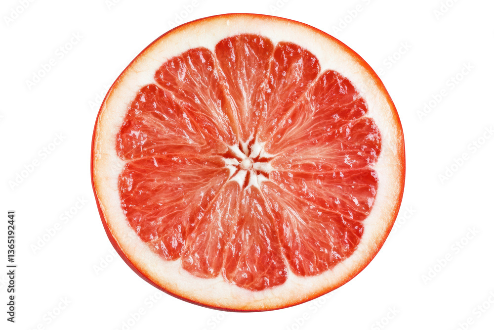 Vibrant cross-section of fresh red grapefruit, cut out Vibrant cross-section of fresh red grapefruit, cut out