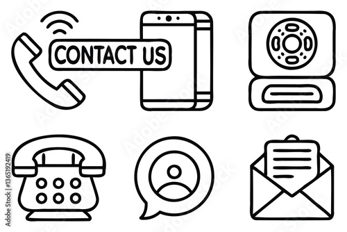 contact us editable stroke outline icons set isola