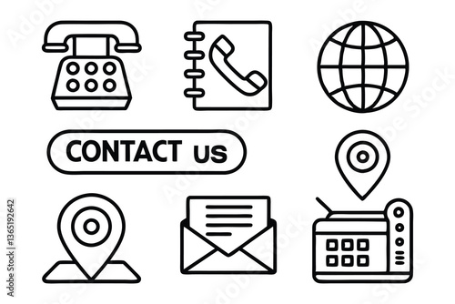 contact us editable stroke outline icons set isola