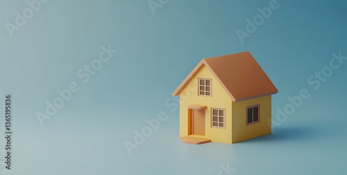 Wallpaper Mural 3D cute clay house in a light blue background Torontodigital.ca