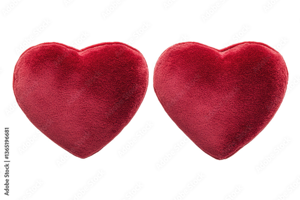 Obraz premium Pair of red plush hearts symbolizing love and affection, cut out