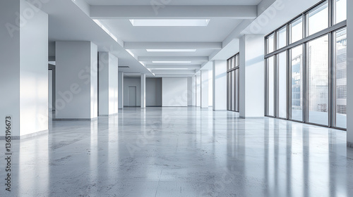 Wallpaper Mural Office space under construction showcasing minimalism and polished flooring with natural light Torontodigital.ca