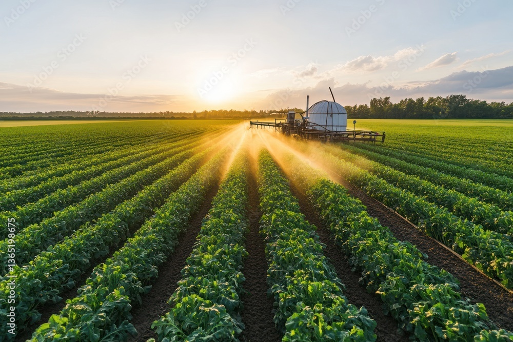 Obraz premium Expansive Farmland with Mature Crops Awaiting Harvest