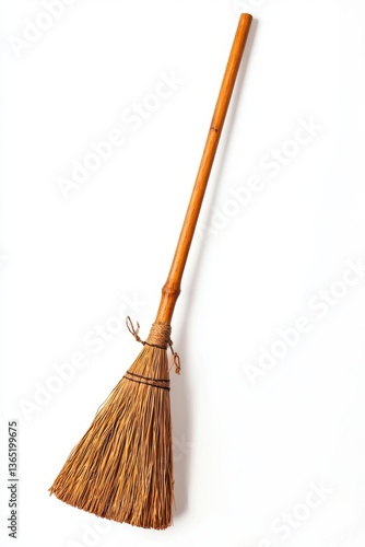 Wallpaper Mural Brown Straw Broom with Bamboo Handle on White Background Torontodigital.ca