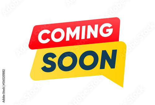 Coming Soon Announcement Speech Bubble Label Vector Design