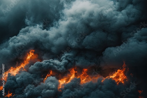 Wallpaper Mural Massive inferno, dark smoke billowing Torontodigital.ca