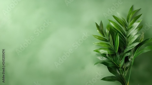 A close-up shot of vibrant green leaves beautifully contrasted with a soft green background, symbolizing vitality, nature, and the serene beauty found in lush greenery.