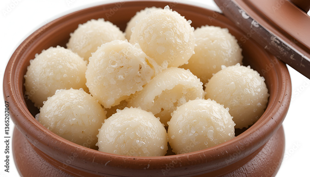 Juicy white rasgullas placed in a traditional clay pot, highlighting the richness of Indian sweets. Ideal for confectionery branding, food photography, and dessert packaging, isolated on a transparent Juicy white rasgullas placed in a traditional clay pot, highlighting the richness of Indian sweets. Ideal for confectionery branding, food photography, and dessert packaging, isolated on a transparent