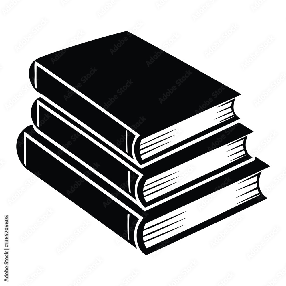 Books icon, stack of black books silhouette vector Books icon, stack of black books silhouette vector