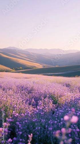 Fototapeta Naklejka Na Ścianę i Meble -  Spring flower field landscape wallpaper flowers fields skies.
