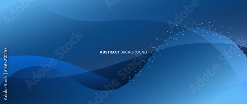 Blue gradation abstract background with wave-like overlapping forming a beautiful pattern. Vector template for digital lux business banner, contemporary formal invitation, luxury voucher