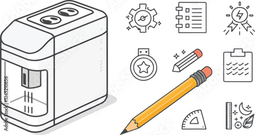 Pencil vector design, Pencil logo and icon design, Sharpener Illustration vector design