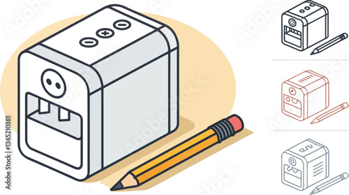 Sharpener icon design, Set of Pencil icon design, Pencil Illustration vector design
