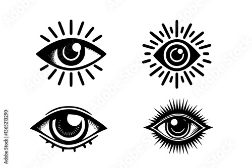 Generative AI: Eye Icons Silhouette