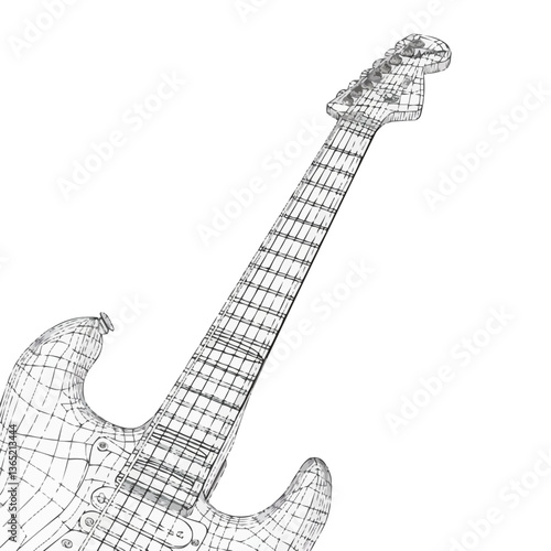 Line art electric guitar headstock with tuning pegs on white background.