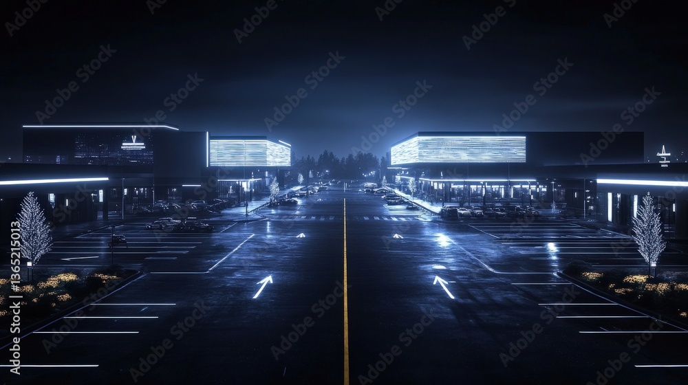 Fototapeta premium Modern Commercial Complex at Night