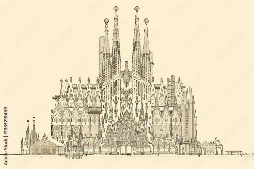Fototapeta premium La sagrada familia cathedral in spain architecture building landmark.