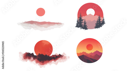 A blood-red sun shining through the thick smoke and flames of a wild fire, casting an eerie, dramatic glow across the scene. The fiery landscape, with its intense red hue, symbolizes danger, 