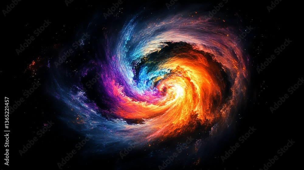 Obraz premium Exploring Swirling Nebula with Bright Colorful Cosmic Cloud in Deep Space