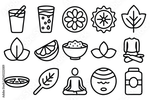 detox and cleanse related editable stroke outline 