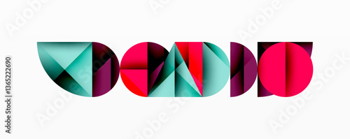 Abstract geometric pattern with intersecting circles and triangles in gradients. The high-contrast composition creates depth and a dynamic, modern aesthetic
