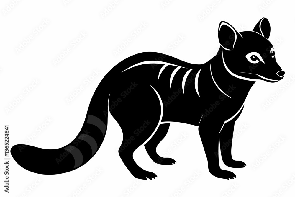 Fototapeta premium banded palm civet silhouette black vector