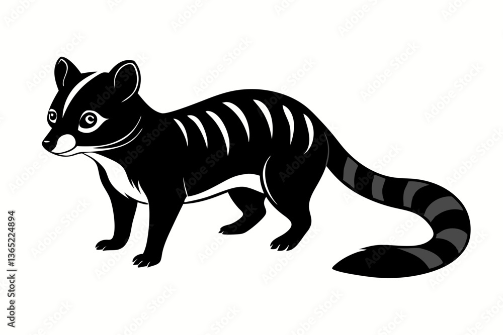 Fototapeta premium banded palm civet silhouette black vector