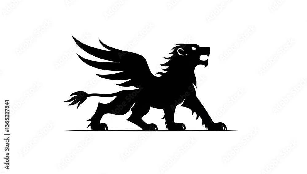 Fototapeta premium heraldic lion vector illustration white background generative Ai
