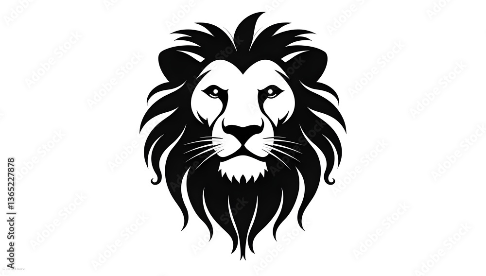 Fototapeta premium lion head vector silhouette logo white background generative Ai